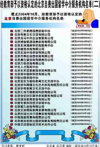 自費(fèi)出國(guó)留學(xué)中介服務(wù)首選 北京最新合格中介名單出爐